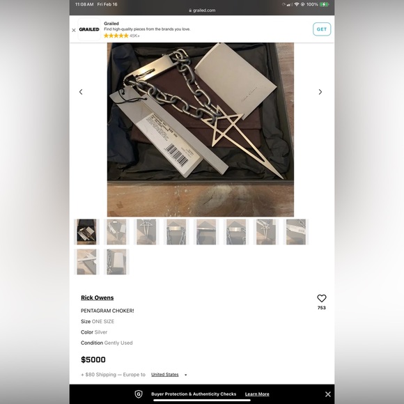 Rick Owen’s Metal Pentagram Choker - Picture 3 of 12